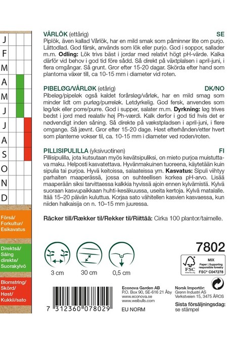 Frö Vårlök 'White Ishikura' KRAV Weibulls